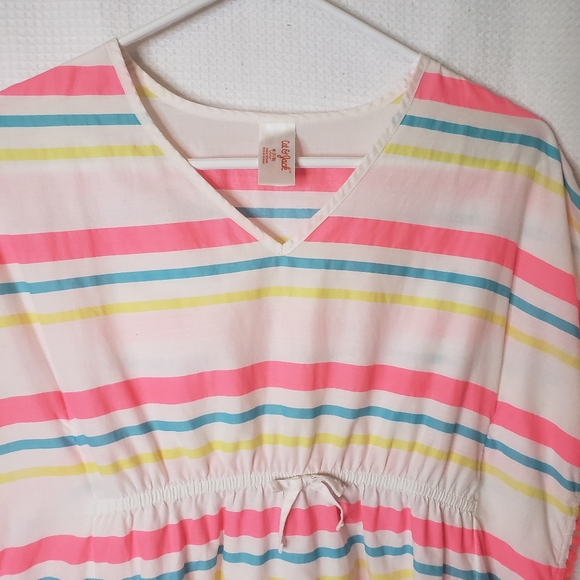 COPY - Cat & Jack Girls Med. 7/8 Striped Cotton Kaftan Beach Swim Coverup - Picture 2 of 4